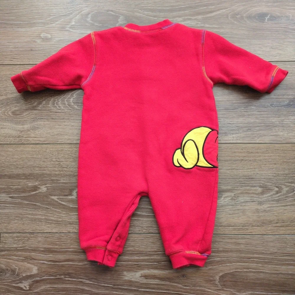 Vtg 90s Disneyland Resort Winnie the Pooh Romper One Piece Red Embroidered 6 Mo.